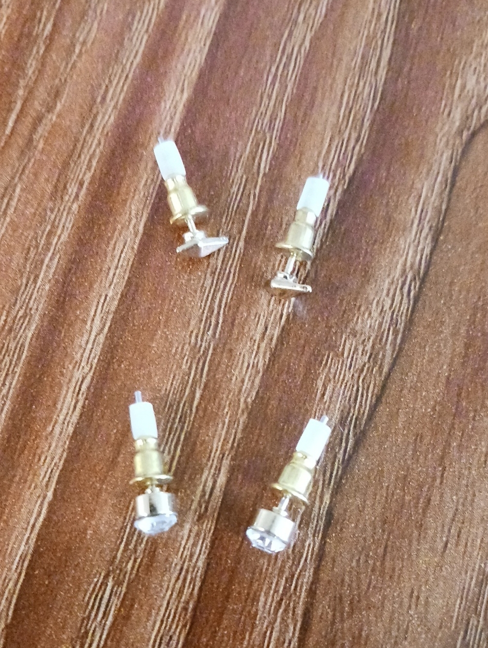 Source Unknown Gold and Clear Stud Earring Backs
